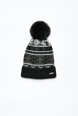 Bonnet en tricot jacquard et pompon AÉRO