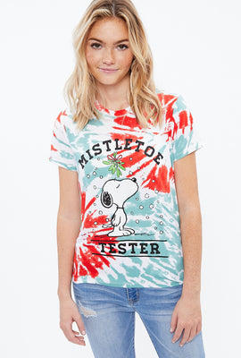 T-shirt classique super doux teint-noué à imprimé Snoopy gui