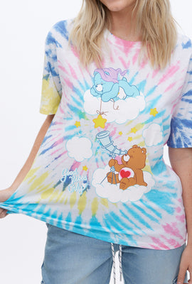 T-shirt coupe garçonne teint noué à imprimé graphique Bisounours