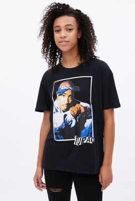 T-shirt coupe garçonne à imprimer graphique Tupac
