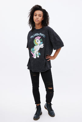 T-shirt surdimensionné délavé à l'acide à imprimer graphique Mon Petit Poney