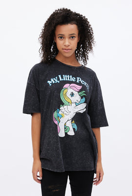 T-shirt surdimensionné délavé à l'acide à imprimer graphique Mon Petit Poney