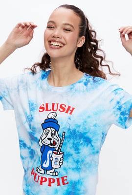 T-shirt de coupe garçonne noué-teint à imprimé Slush Puppie