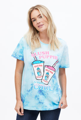 T-shirt teint noué coupe garçonne à imprimé graphique Slush Puppie
