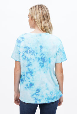 T-shirt teint noué coupe garçonne à imprimé graphique Slush Puppie