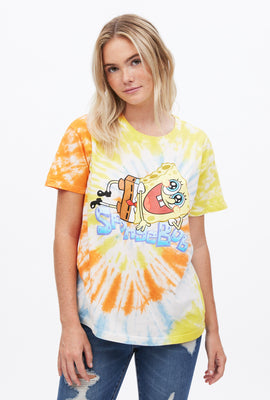 T-shirt teint nouée coupe garçonne à imprimé graphique SpongeBob