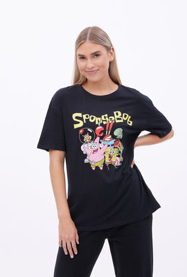 T-shirt coupe garçonne à imprimer graphique SpongeBob et compagnie
