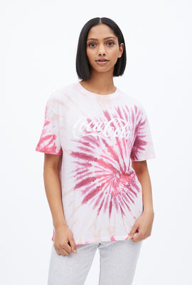 T-shirt noué-teint coupe garçonne é imprimé Coca-Cola
