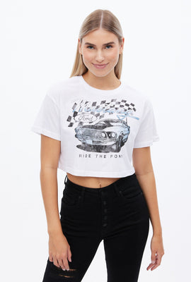 T-shirt coupe ultra court à imprimer graphique Ford Mustang