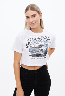 T-shirt coupe ultra court à imprimer graphique Ford Mustang