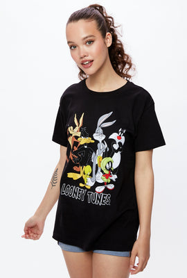 T-shirt de coupe garçonne à imprimé Looney Tunes Gang