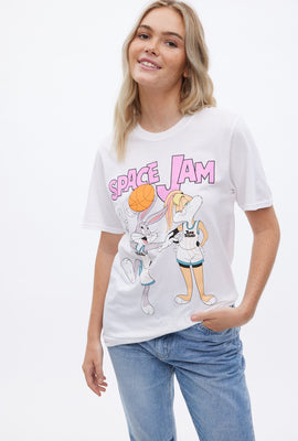 T-shirt coupe garçonne à imprimé graphique Space Jam Bugs et Lola Lapin