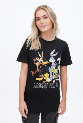 T-shirt coupe garçonne à imprimé graphique Bande de Looney Tunes