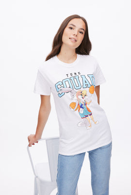 T-shirt coupe garçonne à imprimé graphique Tune Squad Bugs et Lola Lapin